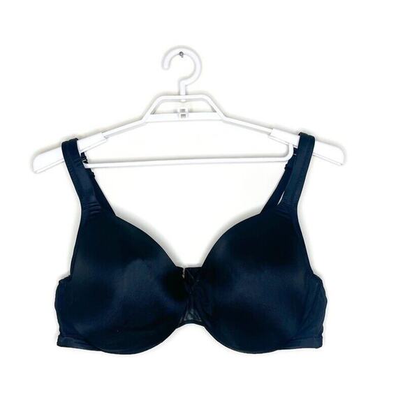 CACIQUE Women's Black Smooth Satin Lightly Lined Full Coverage Bra Sz 46C - Picture 1 of 6